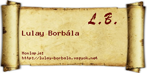 Lulay Borbála névjegykártya